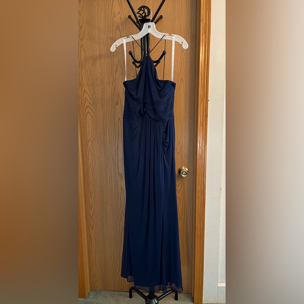 Reverie navy blue formal maxi skinny strap dress Size 4